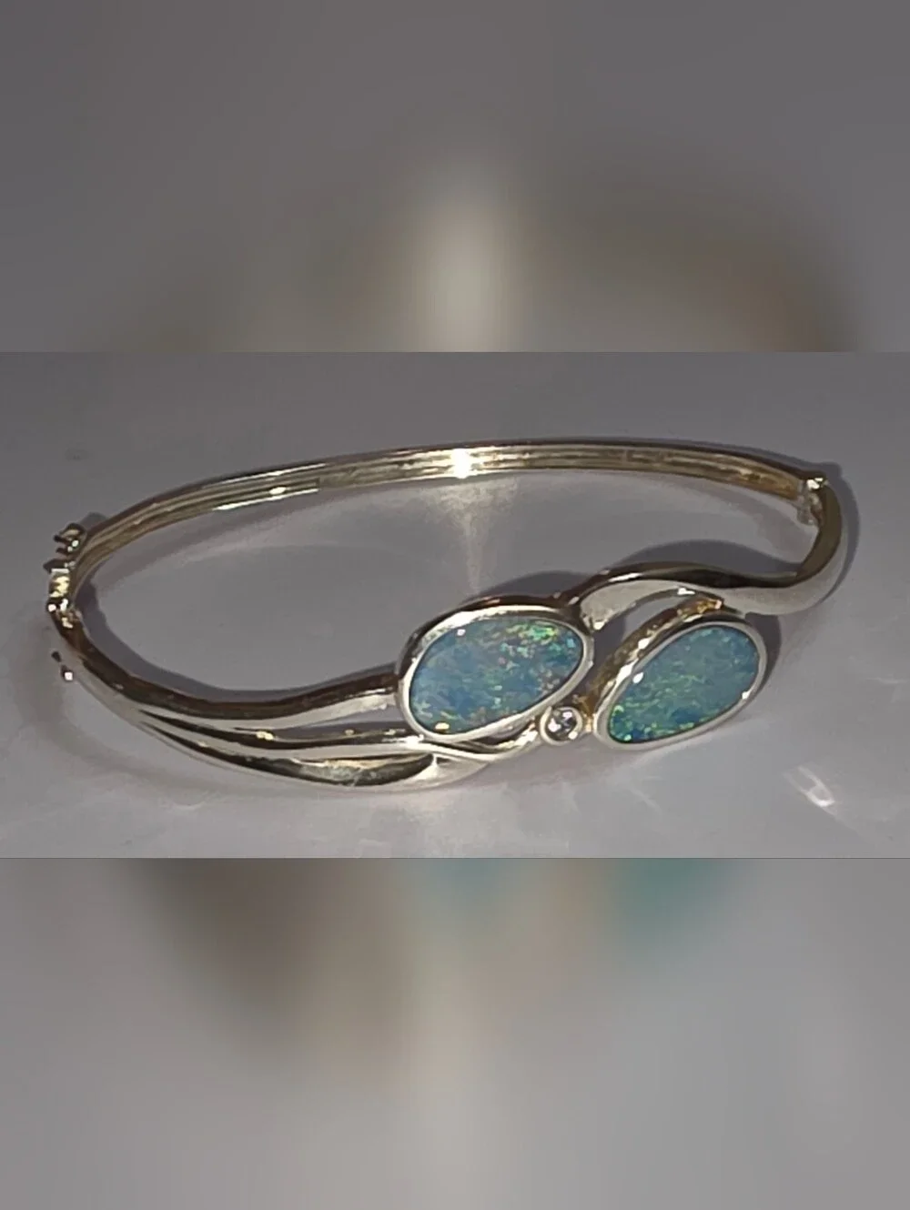 WHITNEY KELLY STERLING SILVER, 925 OPAL & DIAMOND BRACELET UP TO A 7 IN WRIST
